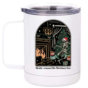 Rockin Around The Christmas Tree Skeleton Dancing Costume Gift 12 oz Stainless Steel Tumbler Cup