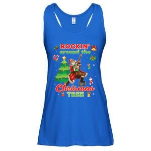 Rockin Around The Christmas Tree Santa Rock Playing Guitar Gift Ladies Essential Flowy Tank