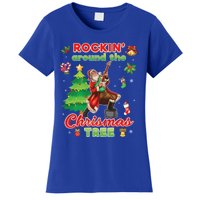 Rockin Around The Christmas Tree Santa Rock Playing Guitar Gift Women's T-Shirt