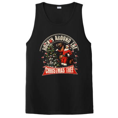 Rockin Around The Christmas Funny Cowboy Trump Western Xmas PosiCharge Competitor Tank