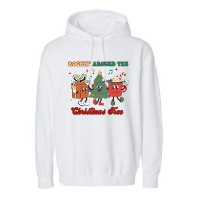 Rockin Around The Christmas Tree Hot Chocolate Cocoa Lovers Cute Gift Garment-Dyed Fleece Hoodie