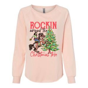 Rockin Around The Christmas Tree Western Cowboy Cowgirl Womens California Wash Sweatshirt