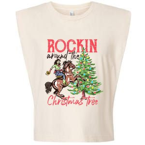 Rockin Around The Christmas Tree Western Cowboy Cowgirl Garment-Dyed Women's Muscle Tee