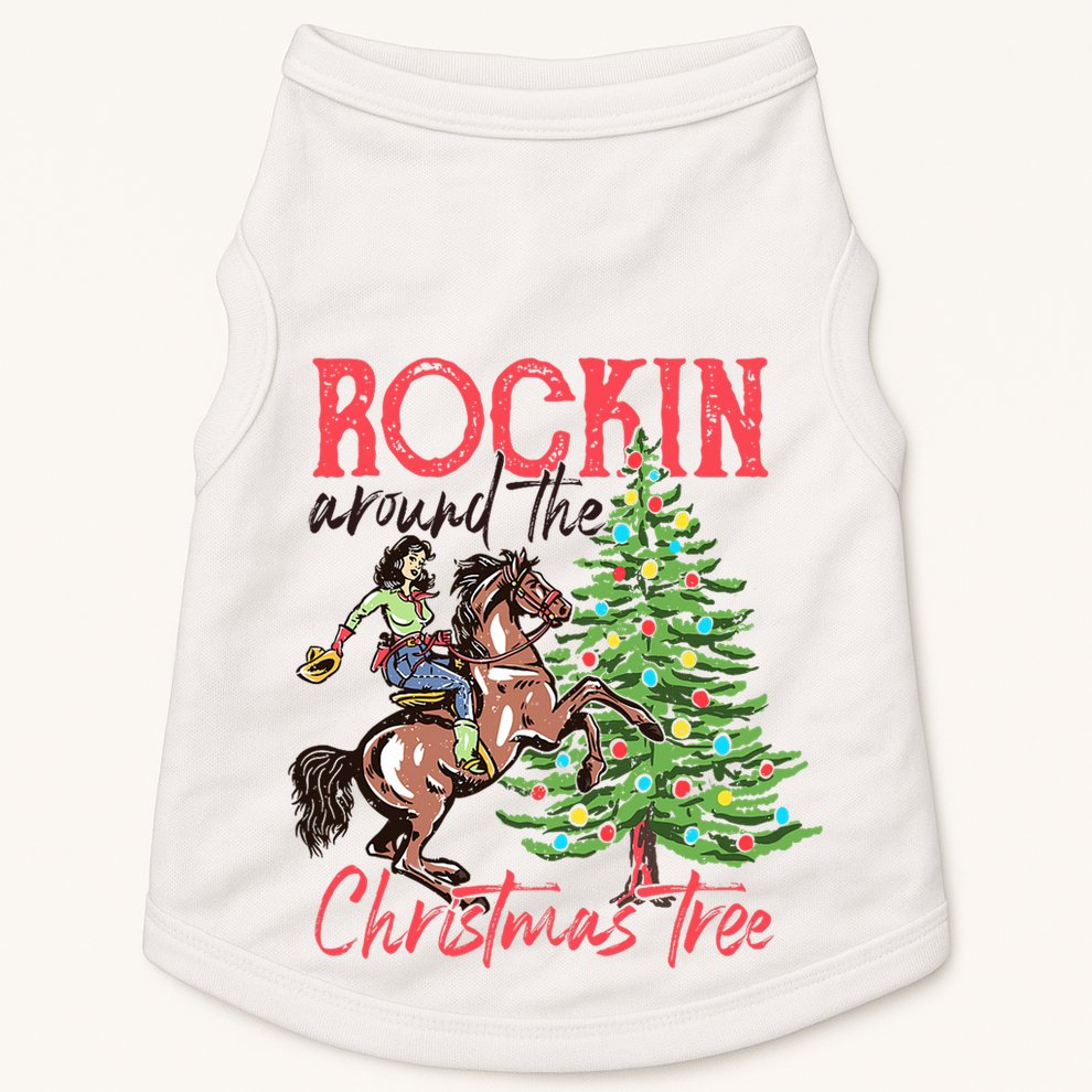 Rockin Around The Christmas Tree Western Cowboy Cowgirl Doggie Tank