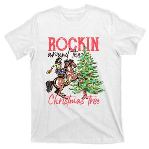 Rockin Around The Christmas Tree Western Cowboy Cowgirl T-Shirt