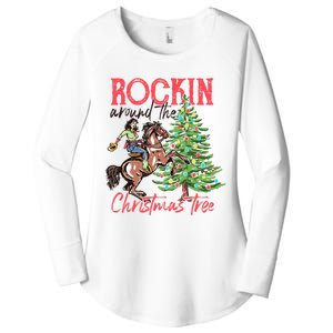 Rockin Around The Christmas Tree Western Cowboy Cowgirl Women's Perfect Tri Tunic Long Sleeve Shirt