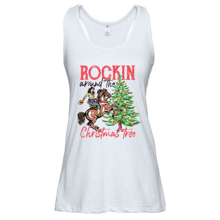 Rockin Around The Christmas Tree Western Cowboy Cowgirl Ladies Essential Flowy Tank