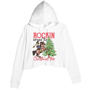 Rockin Around The Christmas Tree Western Cowboy Cowgirl Crop Fleece Hoodie