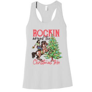 Rockin Around The Christmas Tree Western Cowboy Cowgirl Women's Racerback Tank