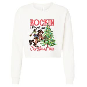 Rockin Around The Christmas Tree Western Cowboy Cowgirl Cropped Pullover Crew