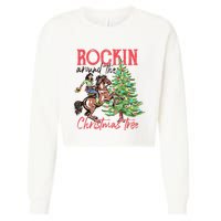 Rockin Around The Christmas Tree Western Cowboy Cowgirl Cropped Pullover Crew