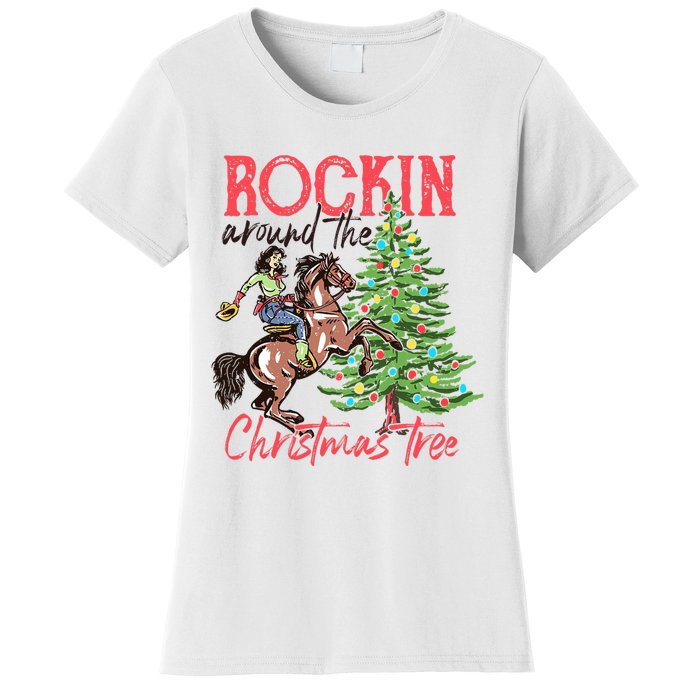 Rockin Around The Christmas Tree Western Cowboy Cowgirl Women's T-Shirt