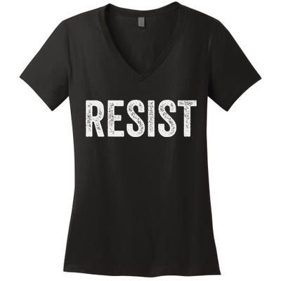 Resist Anti Trump Protest March Political Defiant Women's V-Neck T-Shirt