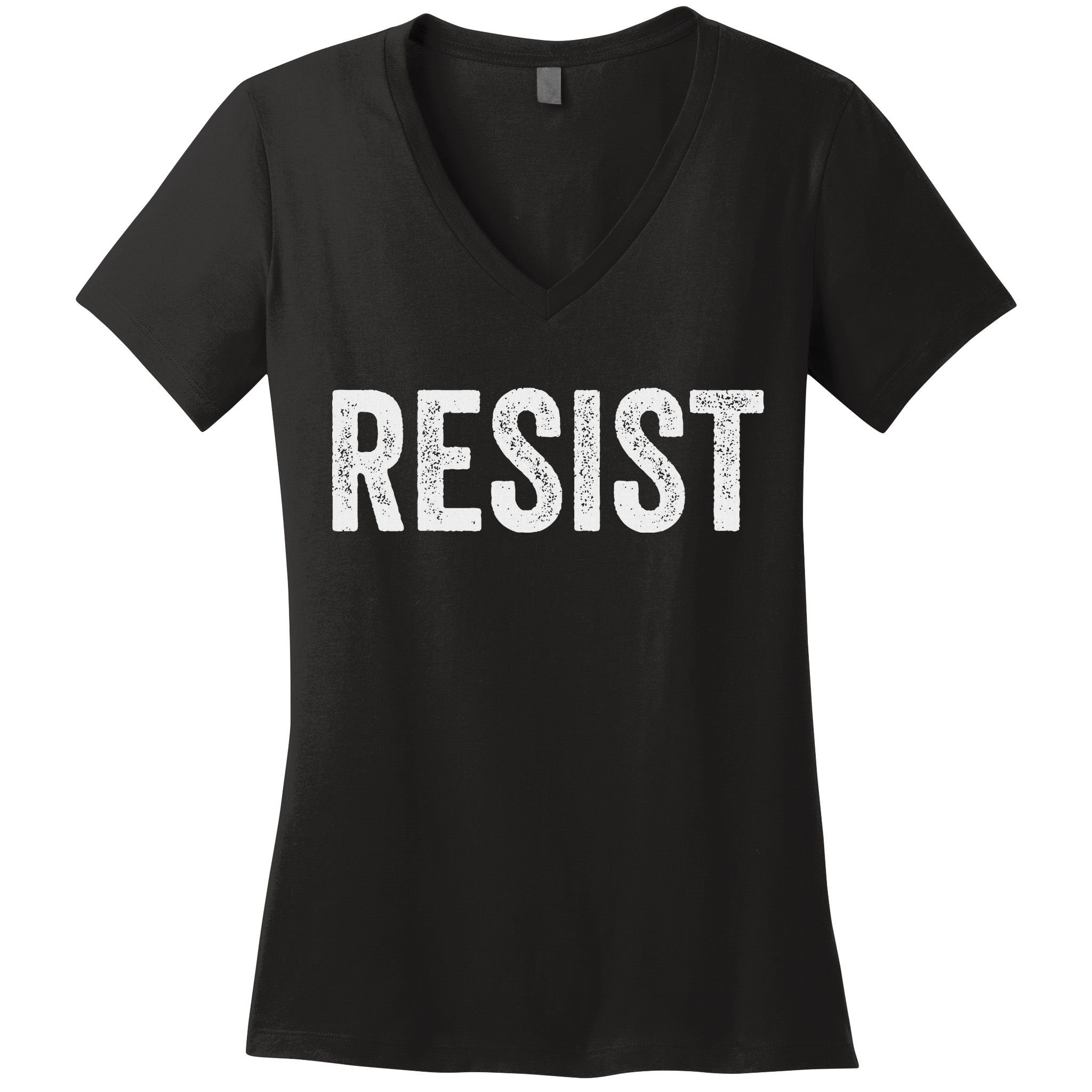 Resist Anti Trump Protest March Political Defiant Women's V-Neck T-Shirt