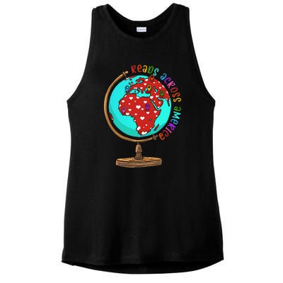 Reads Across That America Reading Lover Teacher Reader Ladies PosiCharge Tri-Blend Wicking Tank