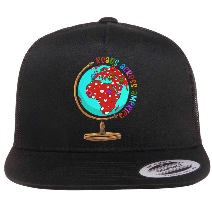 Reads Across That America Reading Lover Teacher Reader Flat Bill Trucker Hat