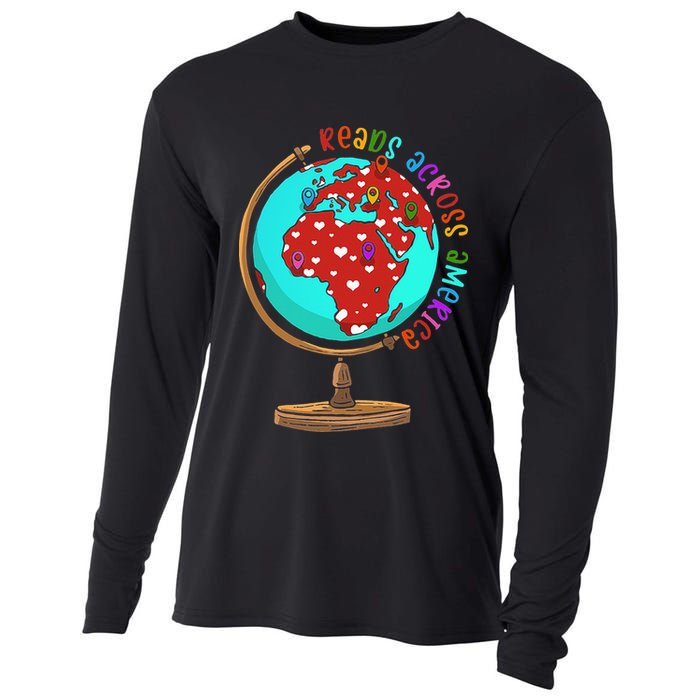 Reads Across That America Reading Lover Teacher Reader Cooling Performance Long Sleeve Crew