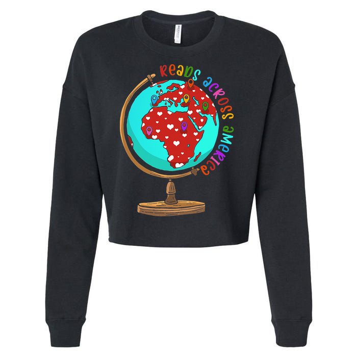 Reads Across That America Reading Lover Teacher Reader Cropped Pullover Crew