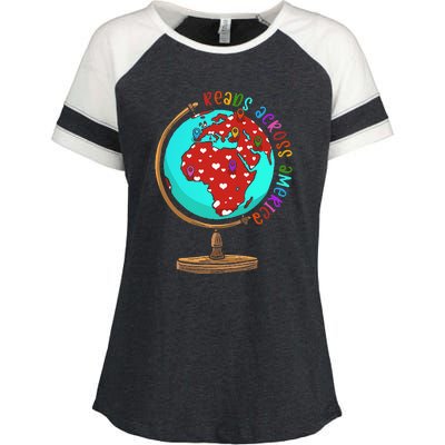 Reads Across That America Reading Lover Teacher Reader Enza Ladies Jersey Colorblock Tee