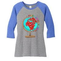 Reads Across That America Reading Lover Teacher Reader Women's Tri-Blend 3/4-Sleeve Raglan Shirt