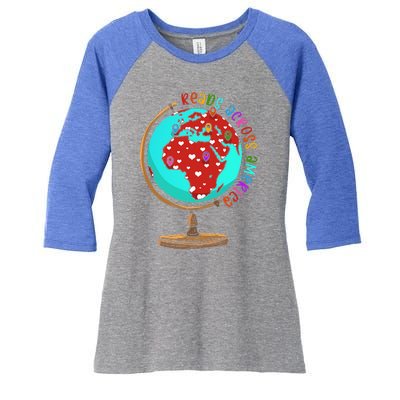 Reads Across That America Reading Lover Teacher Reader Women's Tri-Blend 3/4-Sleeve Raglan Shirt