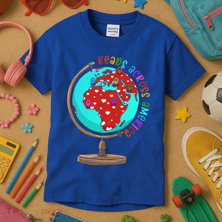 Reads Across That America Reading Lover Teacher Reader Kids T-Shirt