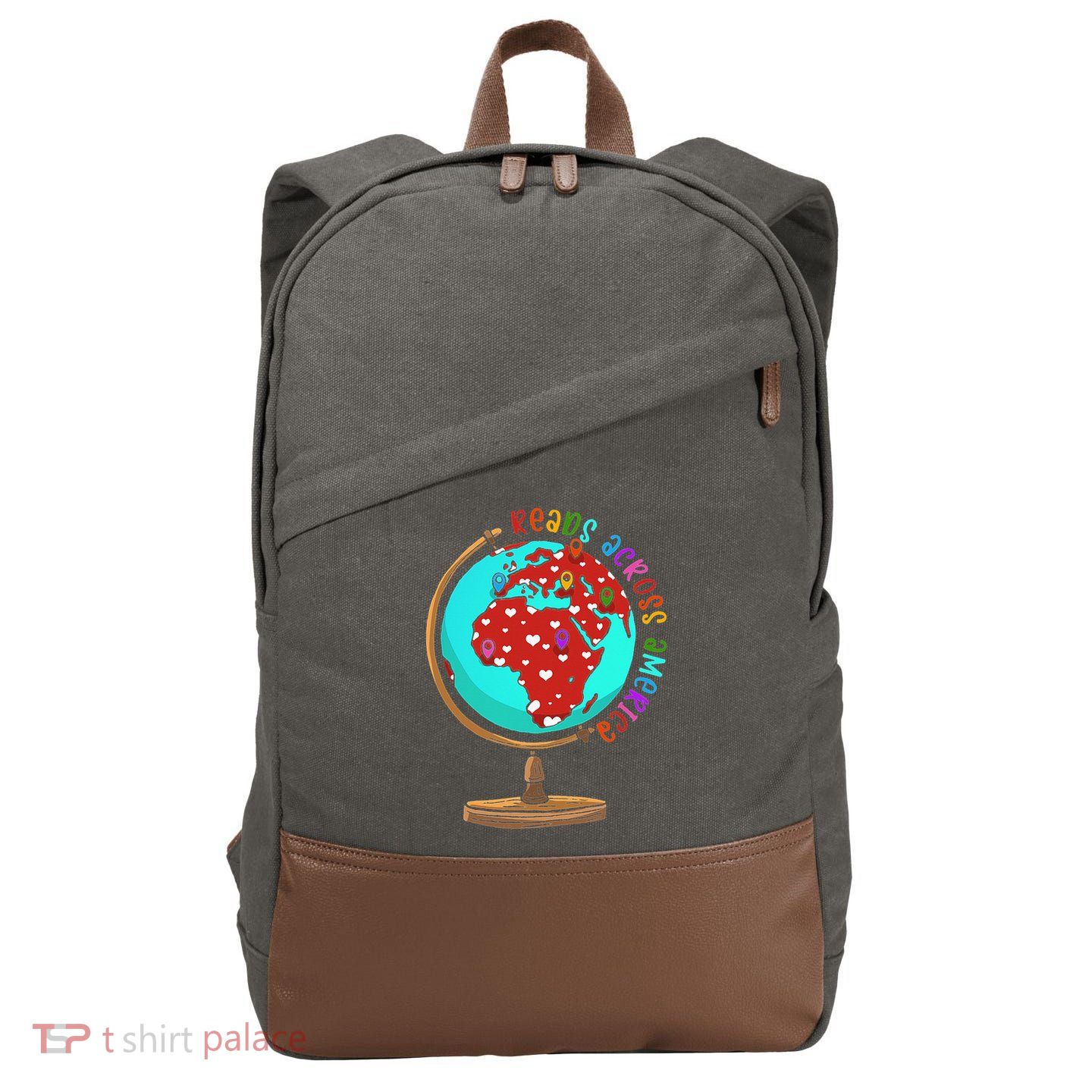 Reads Across That America Reading Lover Teacher Reader Cotton Canvas Backpack