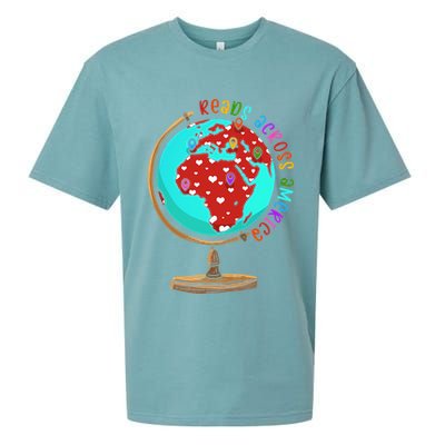 Reads Across That America Reading Lover Teacher Reader Sueded Cloud Jersey T-Shirt