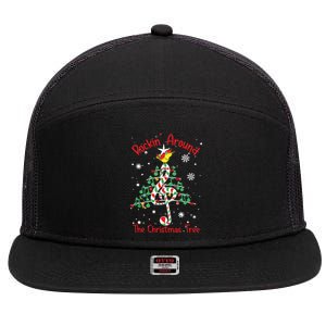 Rockin Around The Christmas Tree Music Note Music Teacher 7 Panel Mesh Trucker Snapback Hat