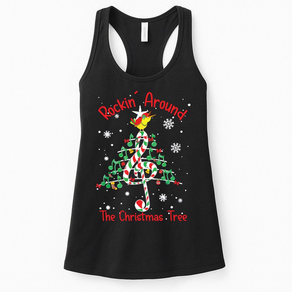 Rockin Around The Christmas Tree Music Note Music Teacher Womens Tank Top