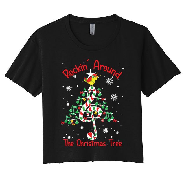 Rockin Around The Christmas Tree Music Note Music Teacher Crop Top