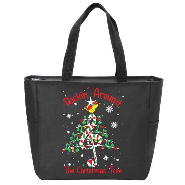 Rockin Around The Christmas Tree Music Note Music Teacher Zip Tote Bag