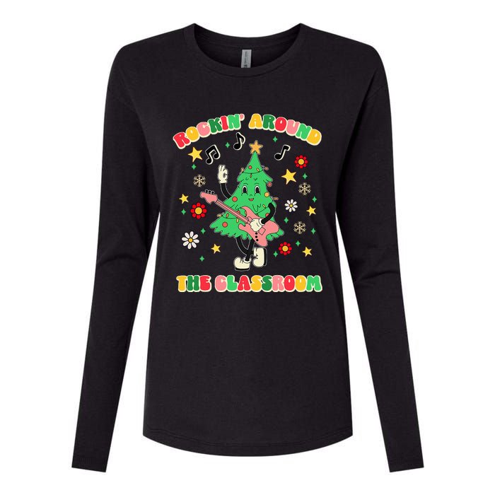 Rockin Around The Classroom Teacher Christmas Xmas Vibes Womens Cotton Relaxed Long Sleeve T-Shirt