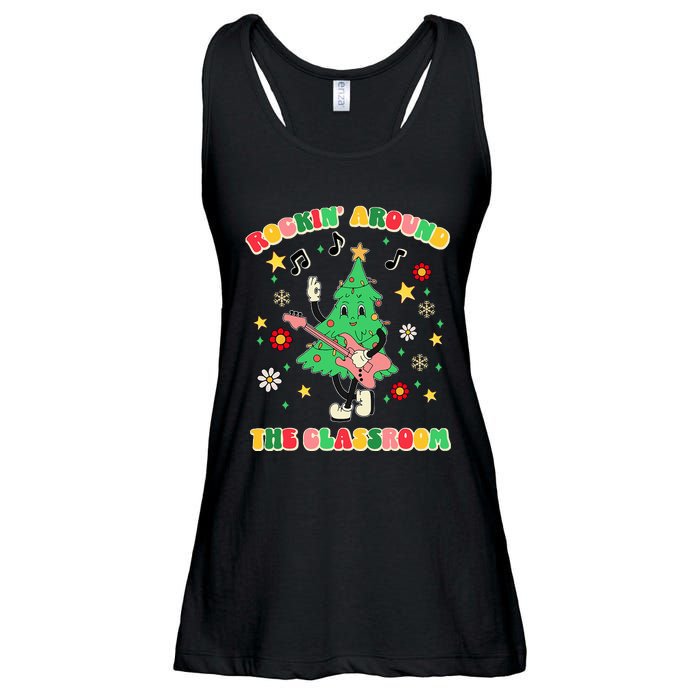 Rockin Around The Classroom Teacher Christmas Xmas Vibes Ladies Essential Flowy Tank