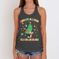 Rockin Around The Classroom Teacher Christmas Xmas Vibes Women's Knotted Racerback Tank