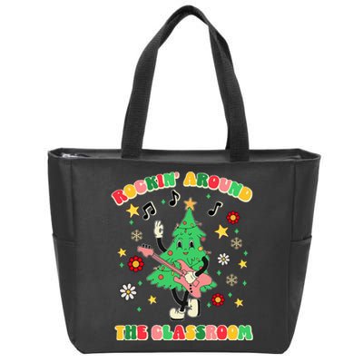 Rockin Around The Classroom Teacher Christmas Xmas Vibes Zip Tote Bag