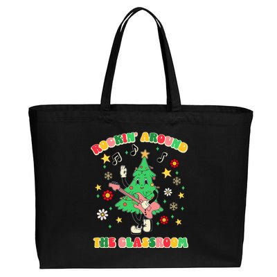 Rockin Around The Classroom Teacher Christmas Xmas Vibes Cotton Canvas Jumbo Tote