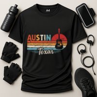 Retro Austin Texas Guitar Music Cooling Performance Crew T-Shirt