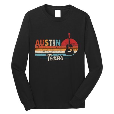 Retro Austin Texas Guitar Music Long Sleeve Shirt