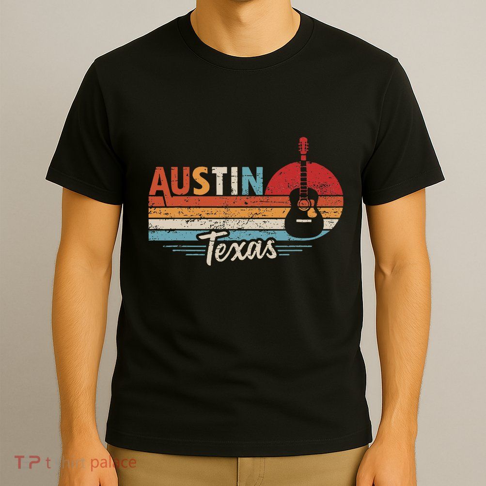 Retro Austin Texas Guitar Music T-Shirt