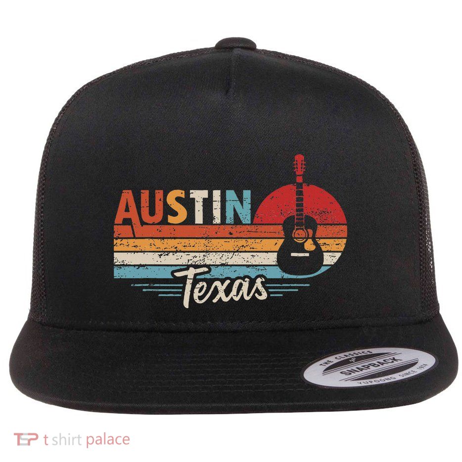 Retro Austin Texas Guitar Music Flatbill Hat