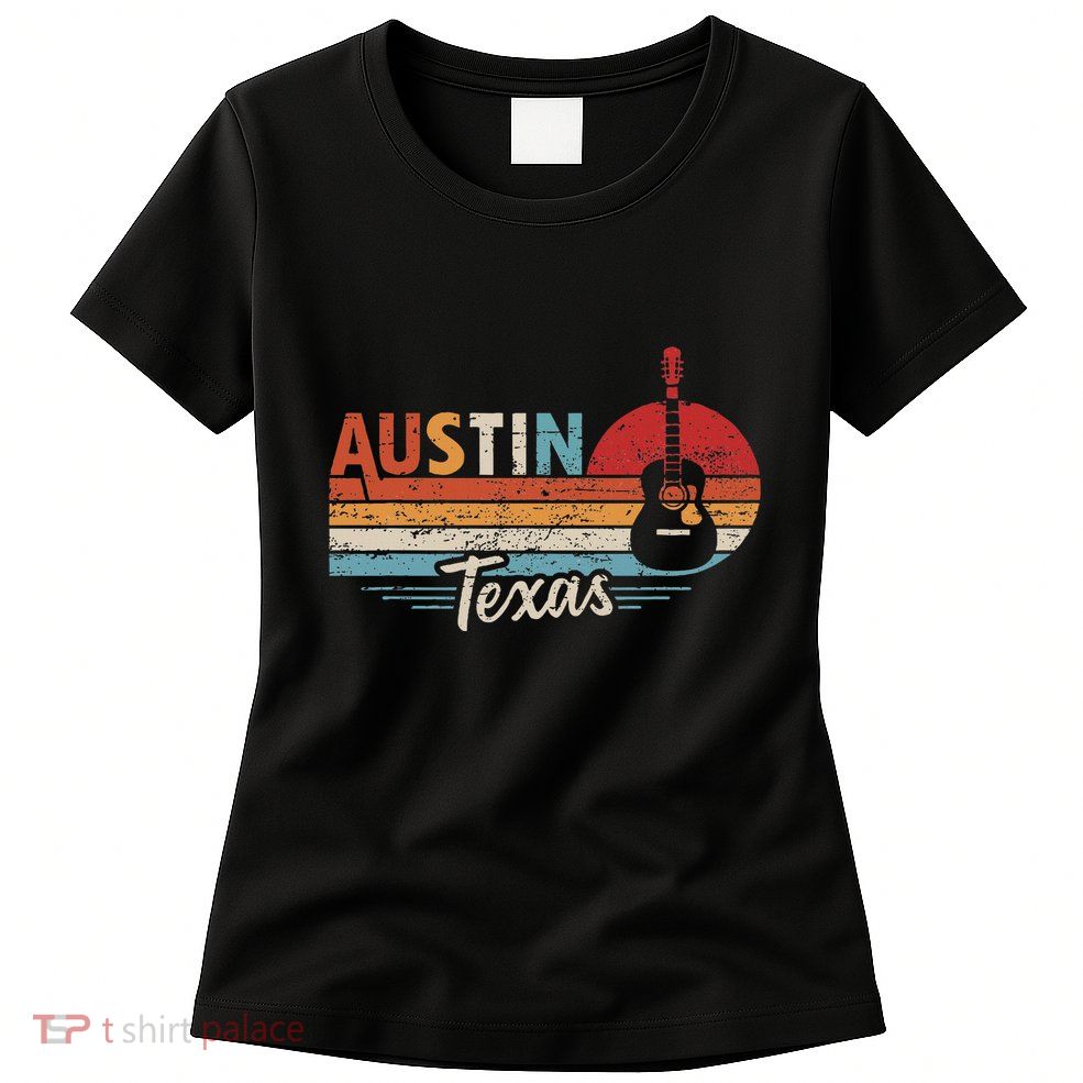 Retro Austin Texas Guitar Music Womens T-Shirt