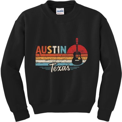 Retro Austin Texas Guitar Music Kids Sweatshirt