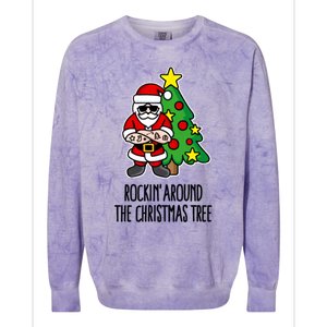 Rockin Around The Christmas Tree Colorblast Crewneck Sweatshirt