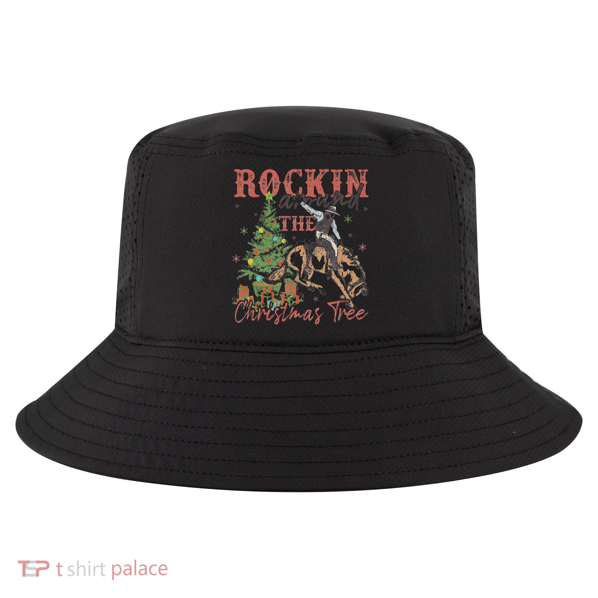 Rockin Around The Christmas Tree Cowboy Western Cool Comfort Performance Bucket Hat