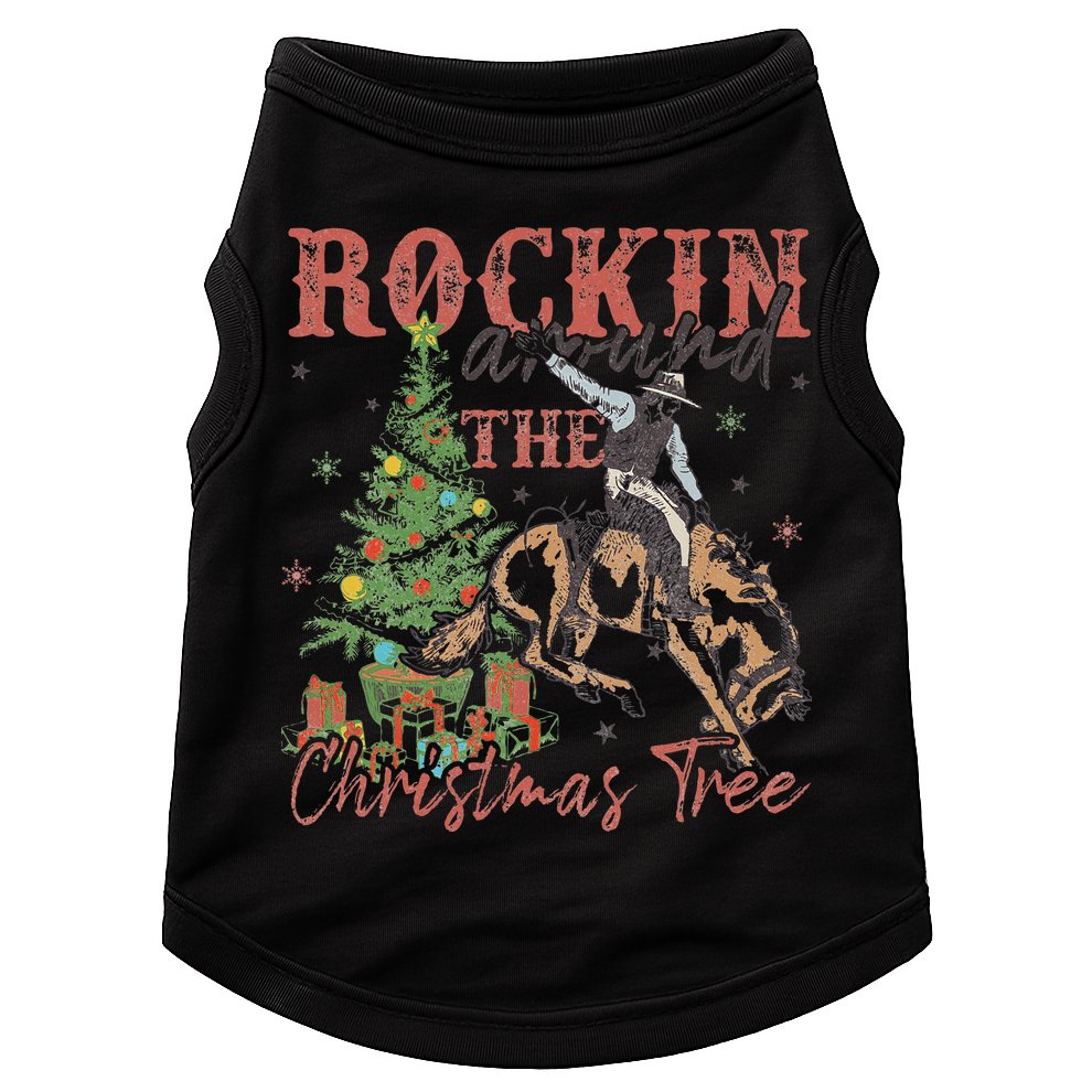 Rockin Around The Christmas Tree Cowboy Western Doggie Tank