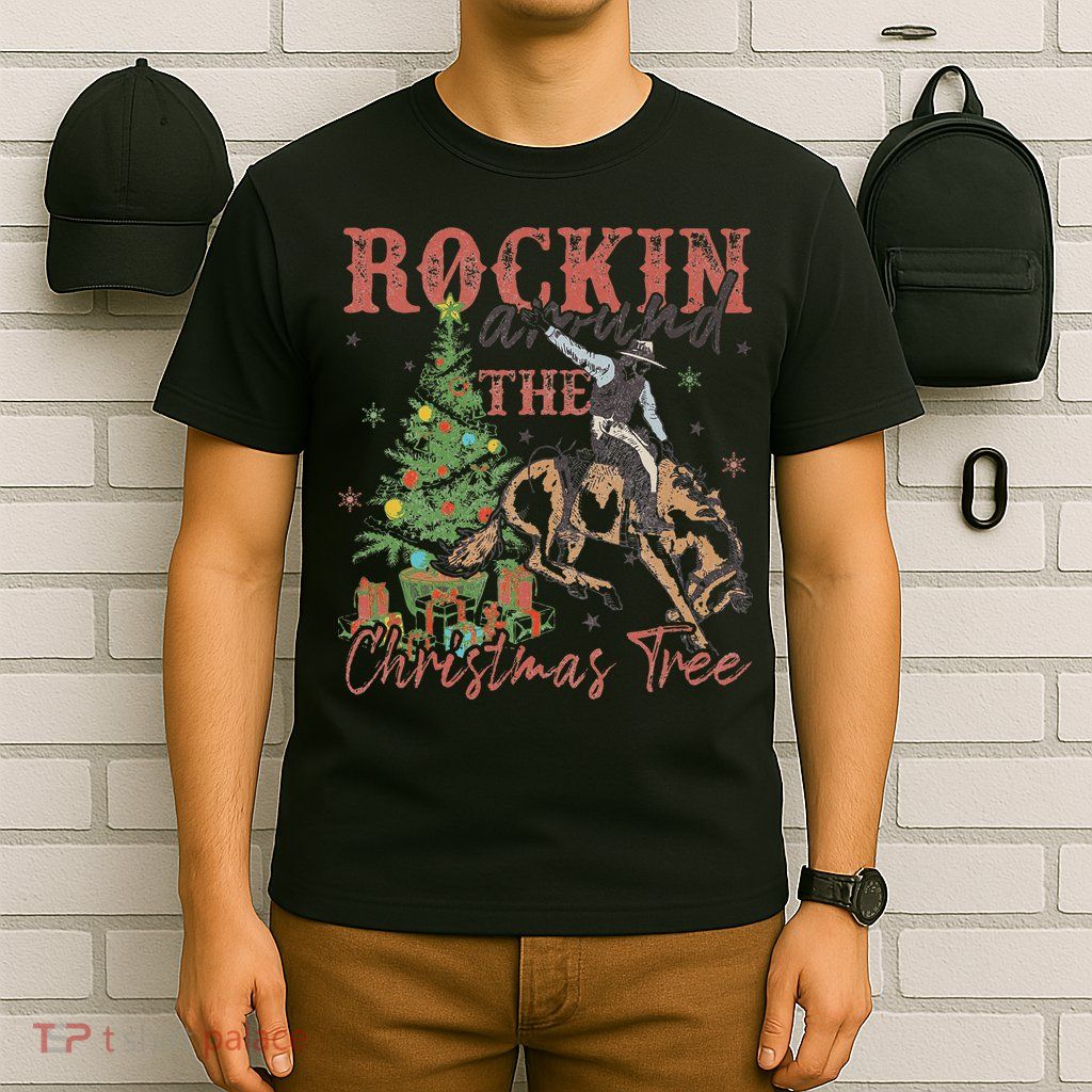 Rockin Around The Christmas Tree Cowboy Western T-Shirt