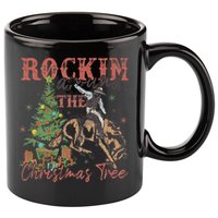 Rockin Around The Christmas Tree Cowboy Western 11oz C Handle Ceramic Mug