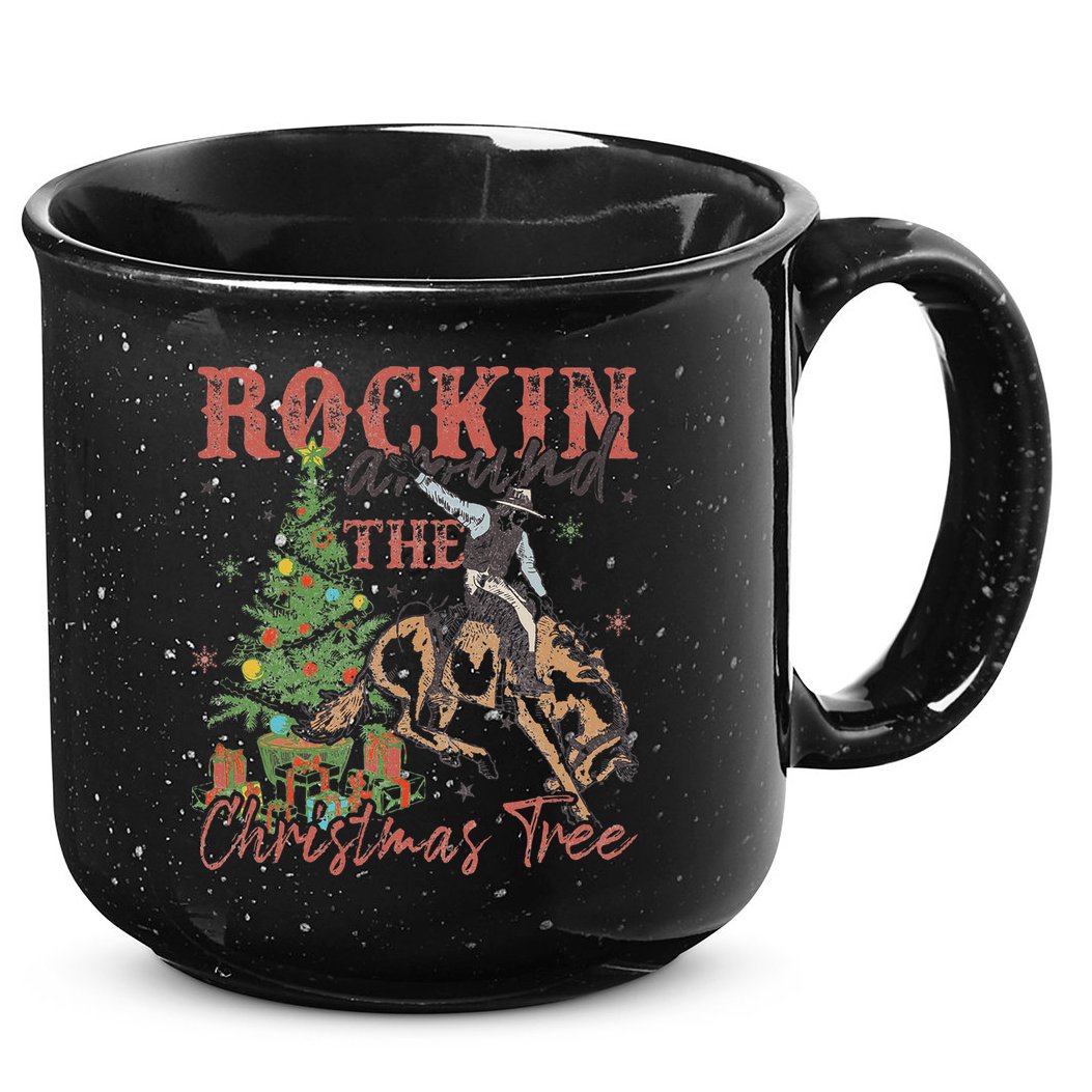 Rockin Around The Christmas Tree Cowboy Western 15oz Campfire Ceramic Mug