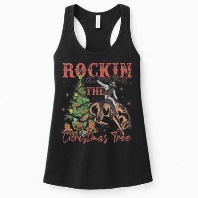 Rockin Around The Christmas Tree Cowboy Western Womens Tank Top